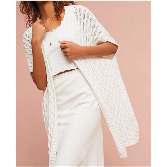 Anthropologie Sweaters - Anthropologie White Crochet Cardigan Sweater Women